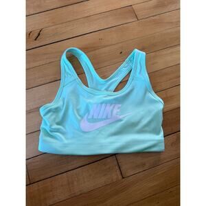 Nike mint green sports bra white writing athletic wear